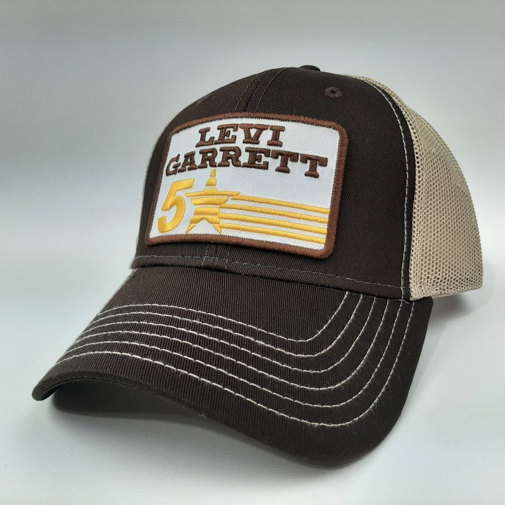 Levi Garrett Embroidered Patch Cap Hat Curved Bill Trucker Mesh Snapback Brown
